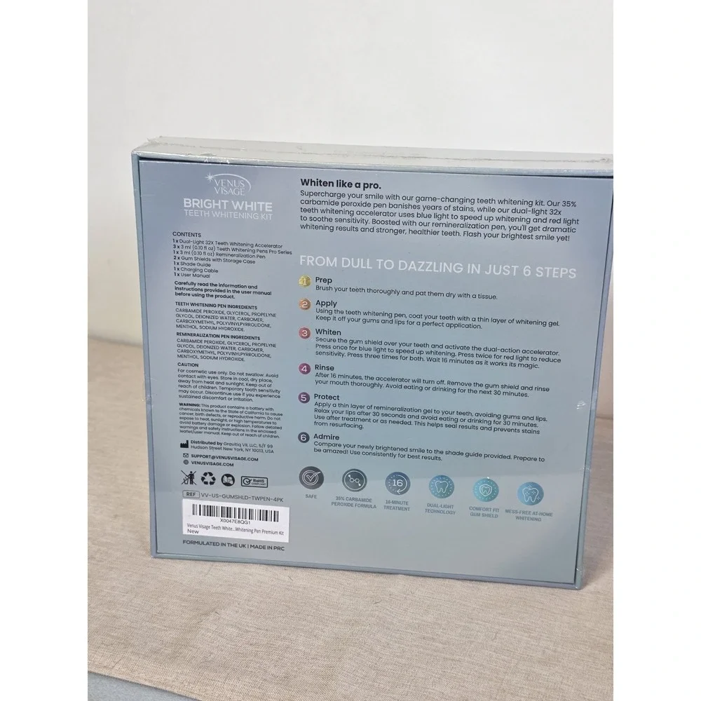 VENUS VISAGE TEETH WHITENING KIT, 4 CARBAMIDE PEROXIDE  WHITENING GEL PENS T17